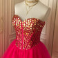 Rosa Pailletten Perlen Kurzes Tüll Prinzessin Homecoming Kleid Geburtstag Party Kleid nv4712