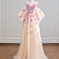Pink and purple floral tulle ball gown nv5048