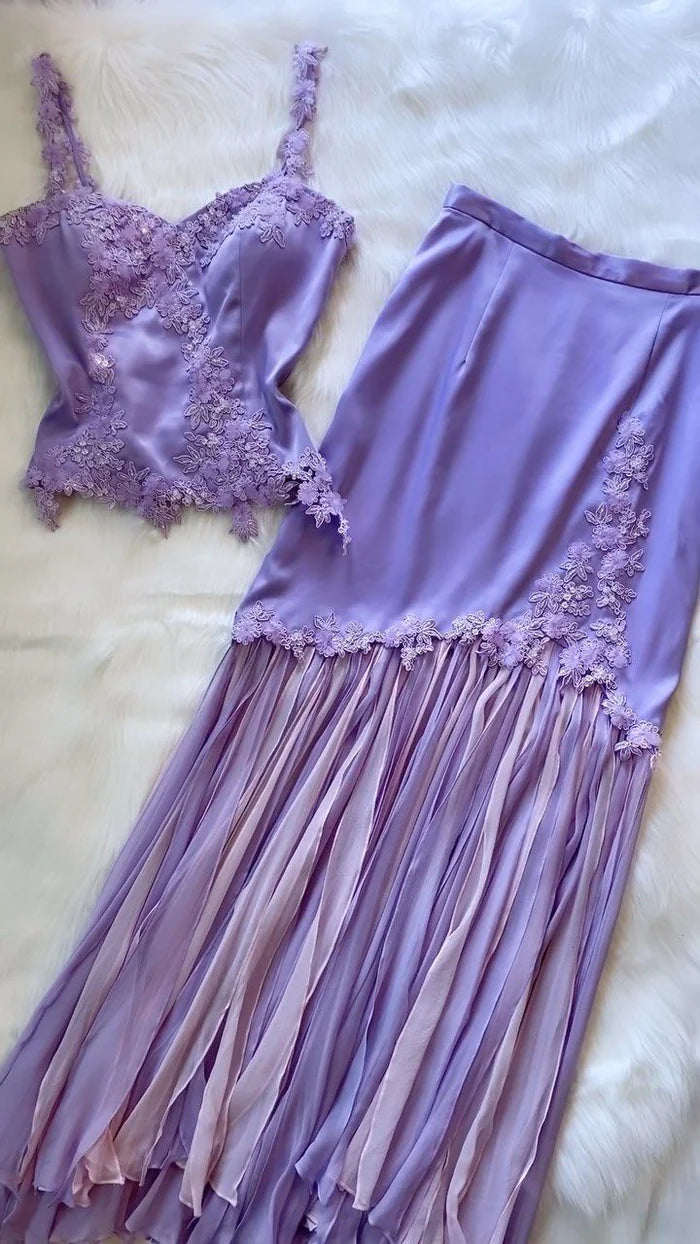 Robe de soirée longue deux pièces lavande nv5345