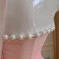 Rosa Perlen Neckholder Elegante Lange Rüschen Chiffon Ballkleid Abendkleid Partykleid nv4186