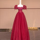 Red Vintage Exquisite Beaded Long Tulle Prom Dress Evening Dress Party Dress Ball gown nv4729