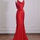Robe de soirée longue en satin rouge, élégante et tendance, dos nu, nv4974
