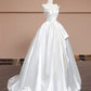 Stilvolles, elegantes und schlichtes langes weißes Satin-Brautkleid, Ballkleid und Abendkleid. nv5078
