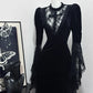 Robe de soirée longue en velours noir, élégante et vintage, en dentelle délicate, robe de bal, robe de soirée, robe de fête d'anniversaire, robe de bal nv4049