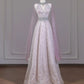 Pink Sparkling Beaded Long Sequined Tulle Prom Dress nv4969