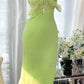 Green Beaded Long Chiffon Mermaid Dress Vintage Party Dress Evening Gown Prom Dress nv4325