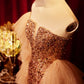 Luxuriöses, prachtvolles und exquisites langes formelles Goldkleid NV6538