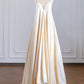Champagner Fashion Strap Langes Satin Ballkleid Abendkleid Partykleid nv4960