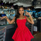 Sexy rote Spitze A-Linie kurzes Mini Homecoming-Kleid Partykleid Geburtstagskleid nv2106