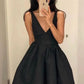 Robe de soirée courte en satin à col en V et dos nu, robe de remise de diplôme, robe d'anniversaire, nv2147