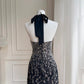 NiceVestidos - Wunderschönes, schwarzes, exquisites, kurzes, formelles Heimkehrkleid mit Perlenbesatz, Hoco-Kleid NV5486