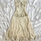 Robe longue en mousseline de soie ivoire à volants et perles, robe de soirée, robe de bal, nv4579