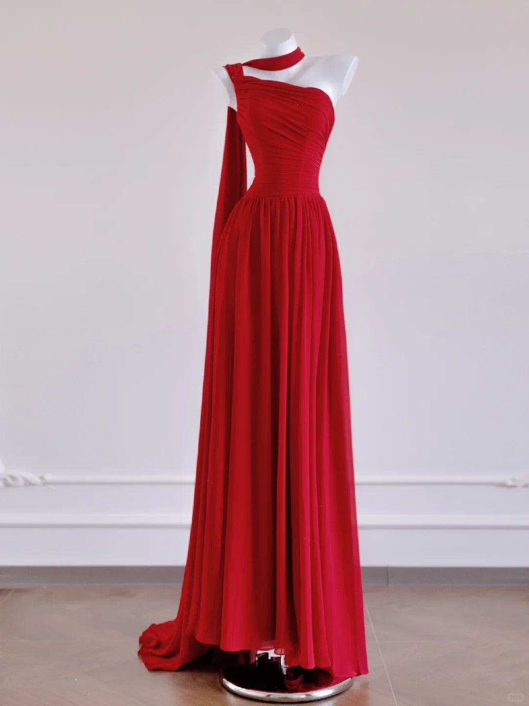 Robe de soirée longue moulante en mousseline de soie, élégante et rouge, tenue de bal, robe d'invitée de mariage, nv4973