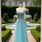 Ice blue lace sparkling thin suspender strapless chiffon grand dress  NV6787