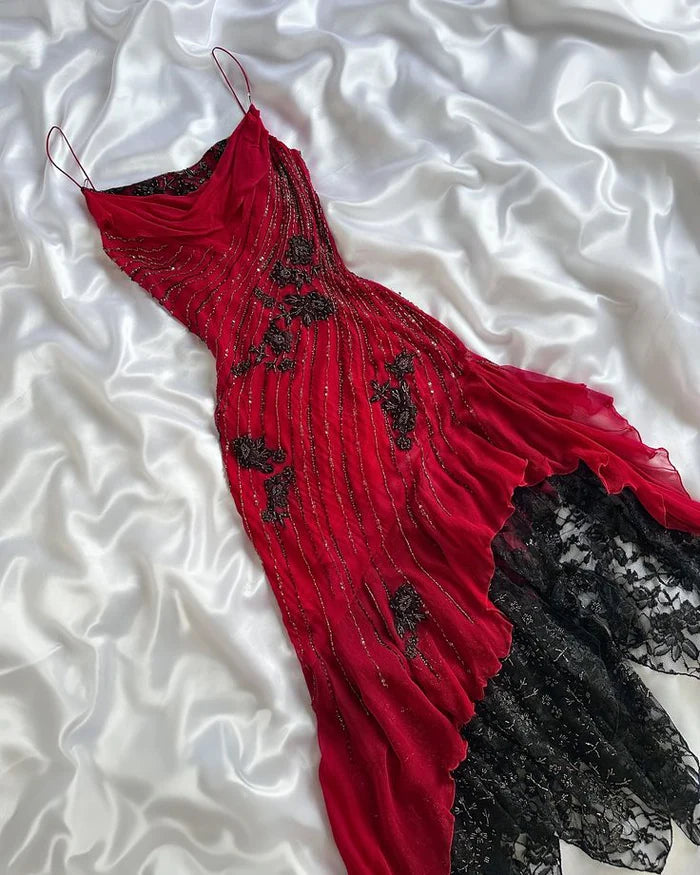 Rot Chiffon Formales Kleid Neu Kommen Partykleid Abendkleid nv5361