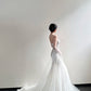 Langes Meerjungfrauen-Hochzeitskleid mit Muschel- und Kristallmuster NV6655