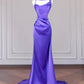 Robe de bal longue en satin violet, élégante et dos nu, nv4964
