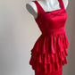 Rotes, kurzes Satin-Heimkehrkleid mit Rüschen, Geburtstagskleid, NV5159