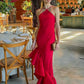 Modisches, sexy, rotes, rückenfreies Abendkleid mit Rüschen, Ballkleid NV1827