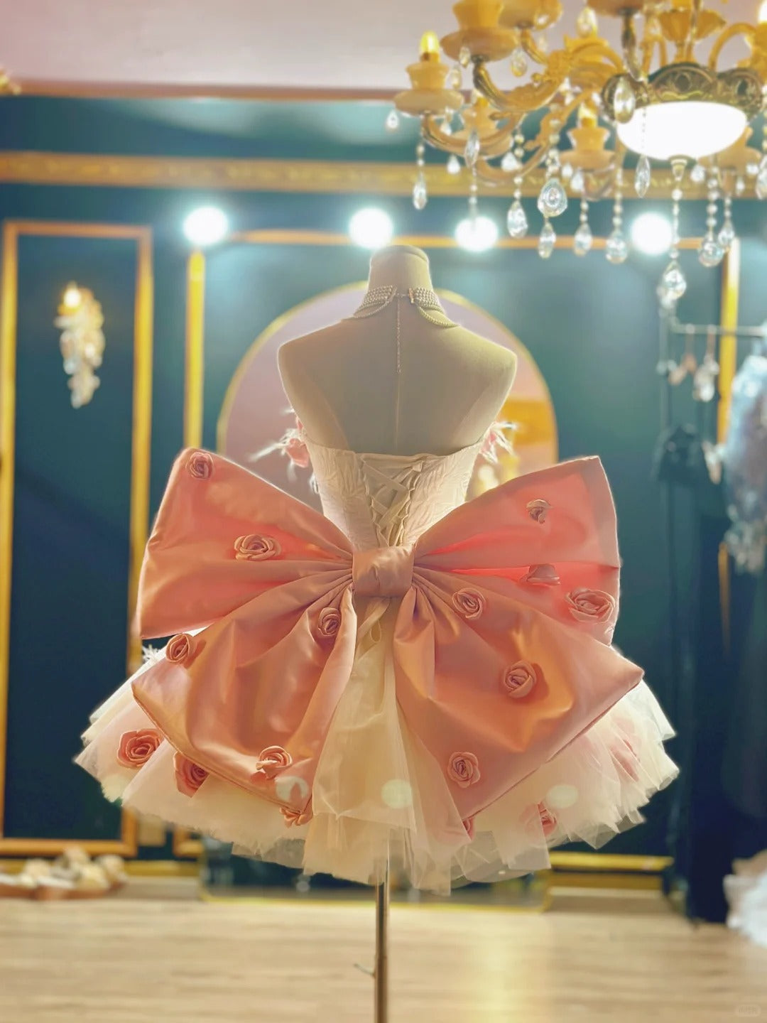 Robe de soirée courte en tulle à fleurs roses, jolie robe de bal, robe de bal, robe d'anniversaire, nv4787