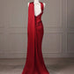 Robe de soirée longue en satin bordeaux ornée de perles nv4436