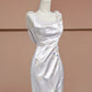 Robe de soirée longue en satin blanc à fleurs, élégante, robe de bal, robe de soirée nv4542