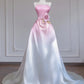 Rosa Gradient Fashion Langes Satin Ballkleid Abendkleid nv4962