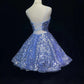 Blaues, glänzendes Prinzessinnen-Pailletten-Kurzkleid für den Heimkehrball, Ballkleid, Abendkleid, Elsas Eisparty, nv4287