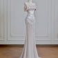 Silver Mesh Metallic Satin Long Mermaid Slim Prom Dress Evening Dress Party Dress nv4721