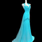 Blue Beaded Backless Long Chiffon Ball Gown Evening Gown Graduation Gown nv4400