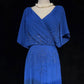 Robe de soirée longue en mousseline de soie, élégante et vintage, bleue, à manches courtes, avec perles, robe de bal, robe de soirée, robe de mère de mariée, robe de bal, nv3961