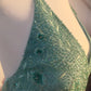 NiceVestidos – Hellmoosgrünes, besticktes Organza-Neckholder-Kleid, ärmellos, bodenlang, Bankettkleid NV5825