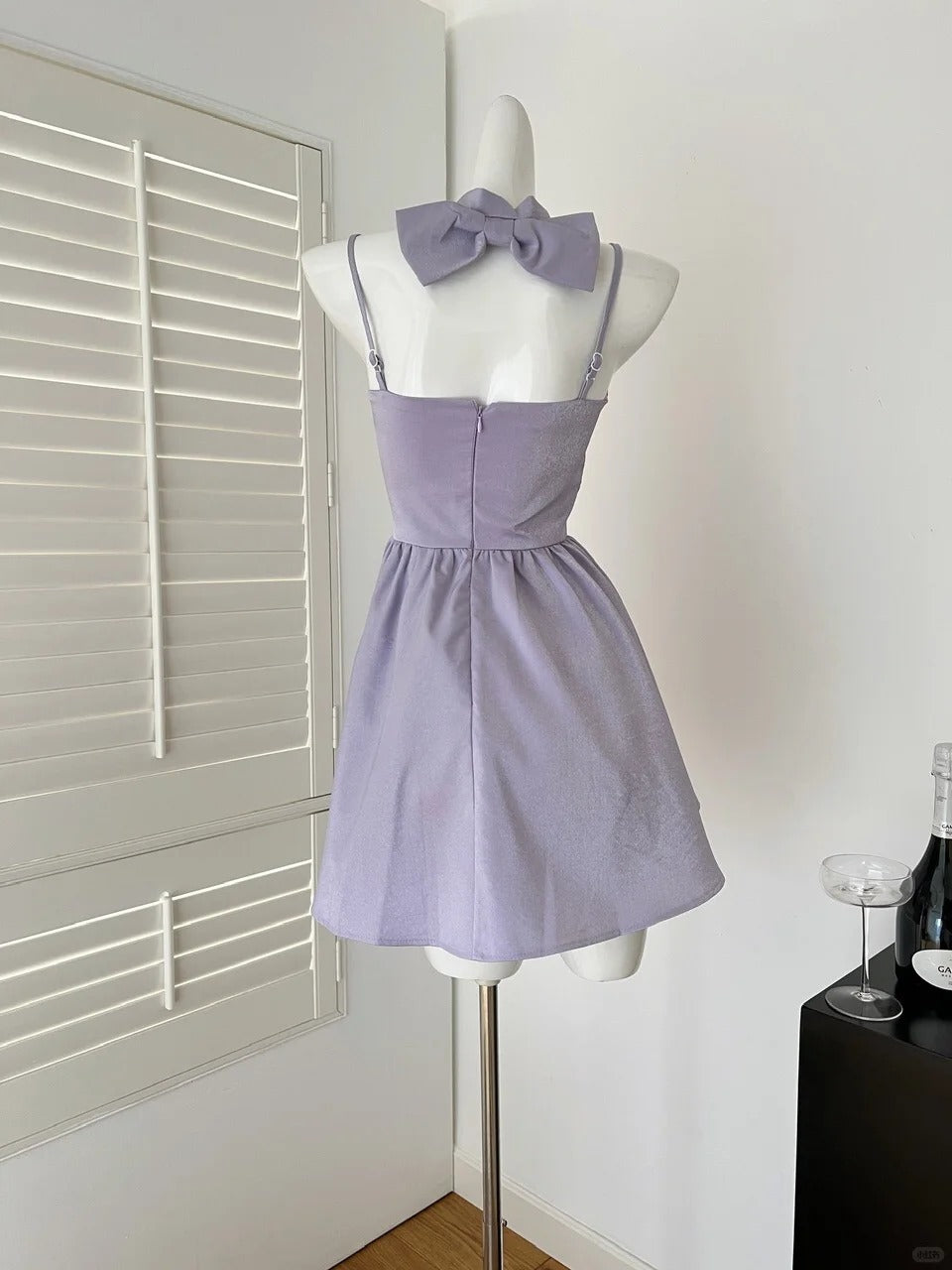 Robe de soirée courte en satin violet, tenue de bal, d'anniversaire, nv4637