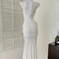 Robe de soirée blanche élégante, longue, dos nu, strass, tenue de bal, d'anniversaire, nv4632