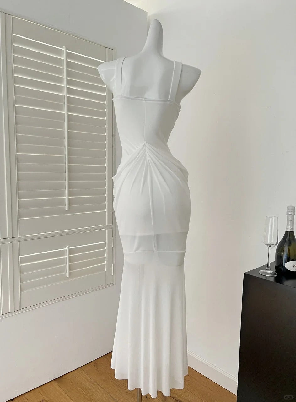 Robe de soirée blanche élégante, longue, dos nu, strass, tenue de bal, d'anniversaire, nv4632