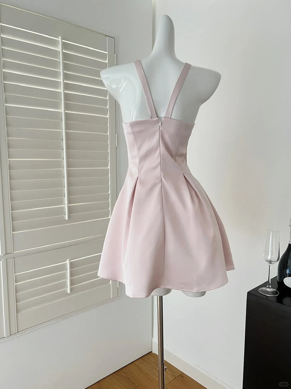 Rosa Perlen Süßes Kurzes Satin Homecoming Kleid Geburtstagskleid nv4785