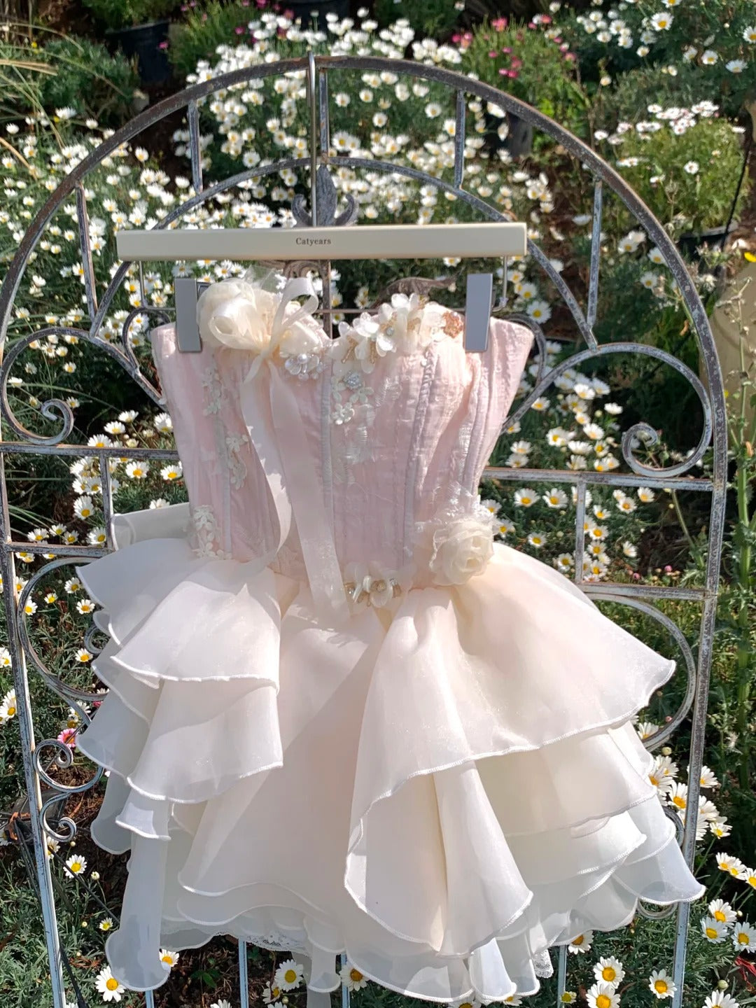 Pink applique homecoming dress Short Tulle prom dress birthday dress evening dress nv4444