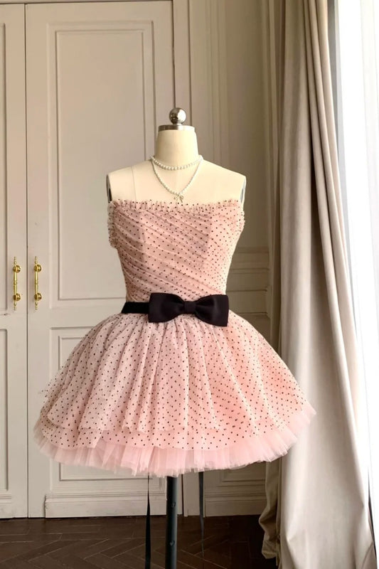 NiceVestidos – Kurzes Homecoming-Kleid, Geburtstagskleid, Tüll, gepunktet, Puffkleid, NV5671