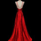 Rot glänzend Mode elegant V-Ausschnitt lange Meerjungfrau schlanke Fischschwanz Rock Satin bodenlangen Schleppe Ballkleid Abendkleid Partykleid Ballkleid nv3863