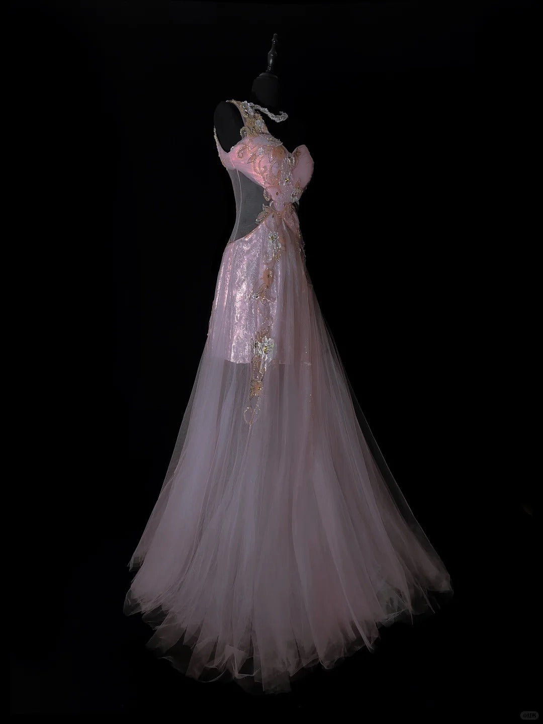 Robe de soirée longue en satin et tulle rose, élégante et raffinée, à fleurs, perles, style sirène, robe de bal, nv3873