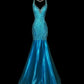 Robe de soirée élégante à col en V et motif floral, style sirène, longue, en satin, longueur au sol, robe de bal, robe de soirée, robe de bal, nv3862
