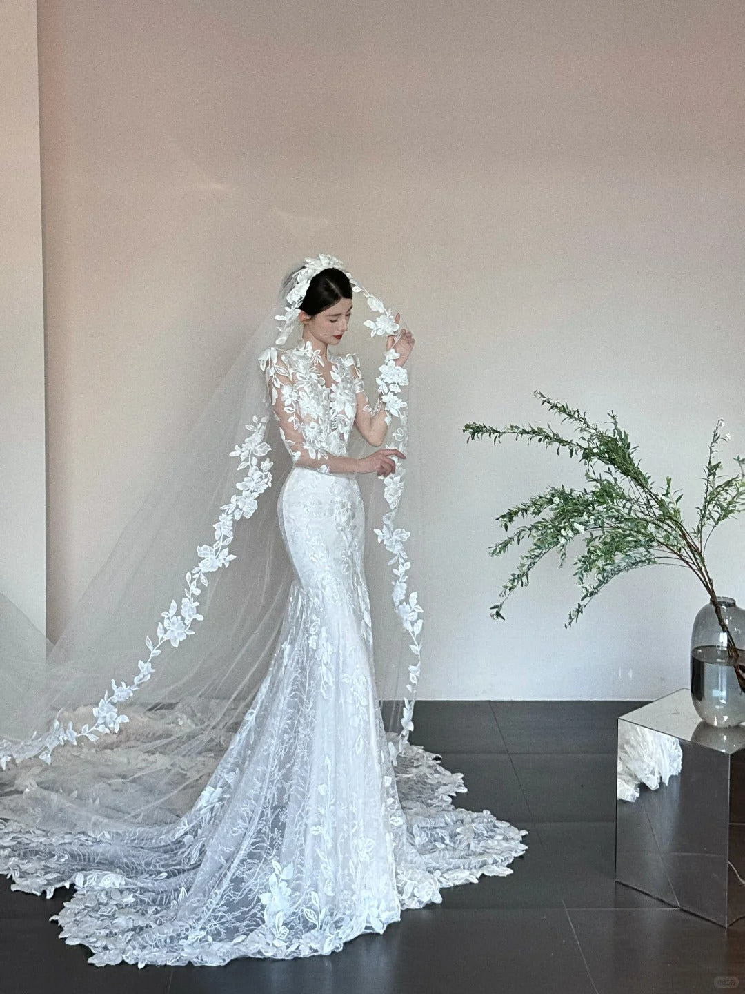Robe de soirée sirène longue en tulle et dentelle, magnifique, élégante et exquise, longueur au sol, robe de bal, robe de mariée nv4054