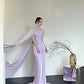 Robe de soirée sirène longue en satin violet, élégante et exquise, longueur au sol, robe de mariée nv4058