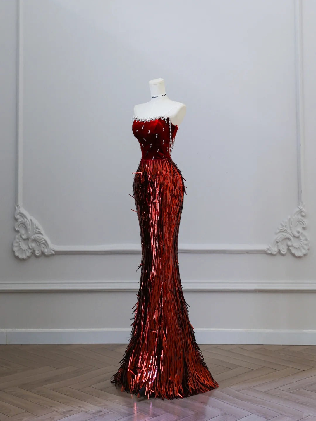 Burgundy gorgeous shiny mermaid elegant long prom dress evening dress graduation dress nv4335