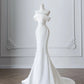 White Mermaid Satin Elegant Long Ball Gown Evening Gown Graduation Gown Wedding Dress nv4334