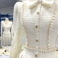 Elfenbeinweiß Süßes kurzes durchsichtiges Spitzenkleid mit langen Ärmeln, Heimkehrkleid, Ballkleid, Geburtstagskleid, nv4523
