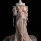 Robe de soirée longue en tulle rose, luxueuse, brillante, magnifique, délicate, avec des appliques florales et des perles, élégante et superbe, longueur au sol, traîne, robe de bal, robe de soirée, nv4117