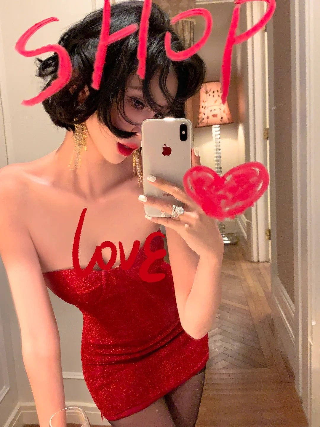 Robe mini bandeau à sequins rouge vif : laçage au dos, coupe moulante, robe de soirée idéale NV6412