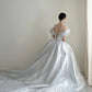 Robe de mariée blanche magnifique et exquise, longue et perlée, en satin, avec traîne, motif floral, robe de bal, robe de soirée, nv4069