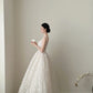 Robe de soirée blanche magnifique, élégante et longue, en tulle floral exquis, nv4068